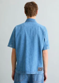 Kurzarm-Jeanshemd regular mit Ananasfasern