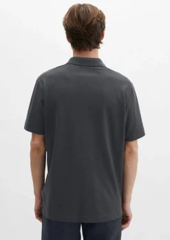 Kurzarm-Jerseyshirt regular aus Baumwoll-Leinen-Mix