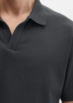 Kurzarm-Jerseyshirt regular aus Baumwoll-Leinen-Mix