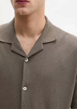 Kurzarm-Jerseyshirt regular aus Baumwoll-Leinen-Mix