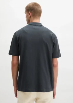 Kurzarm-Jerseyshirt regular aus Baumwoll-Leinen-Mix