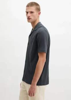 Kurzarm-Jerseyshirt regular aus Baumwoll-Leinen-Mix
