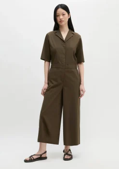 Kurzarm-Overall regular aus Popeline-Stretch