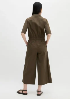 Kurzarm-Overall regular aus Popeline-Stretch