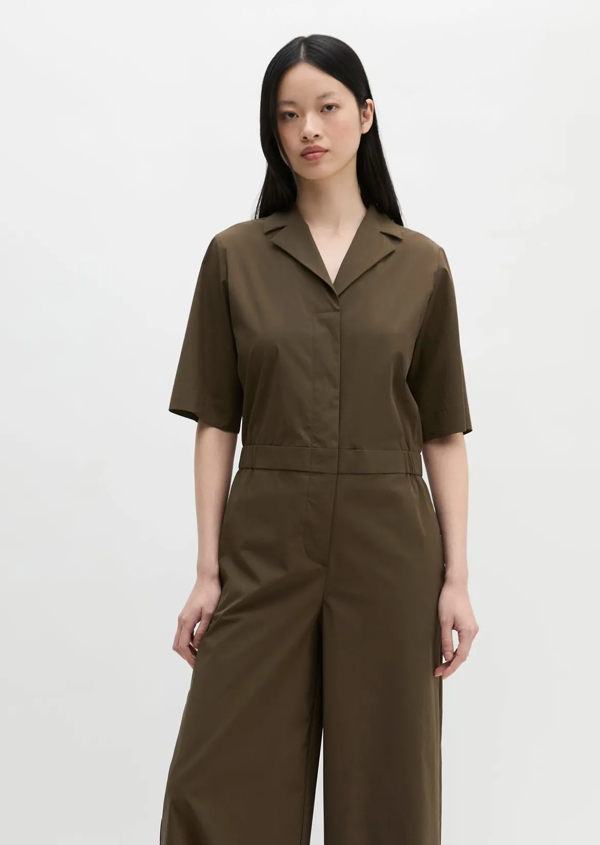 Kurzarm-Overall regular aus Popeline-Stretch
