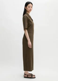 Kurzarm-Overall regular aus Popeline-Stretch