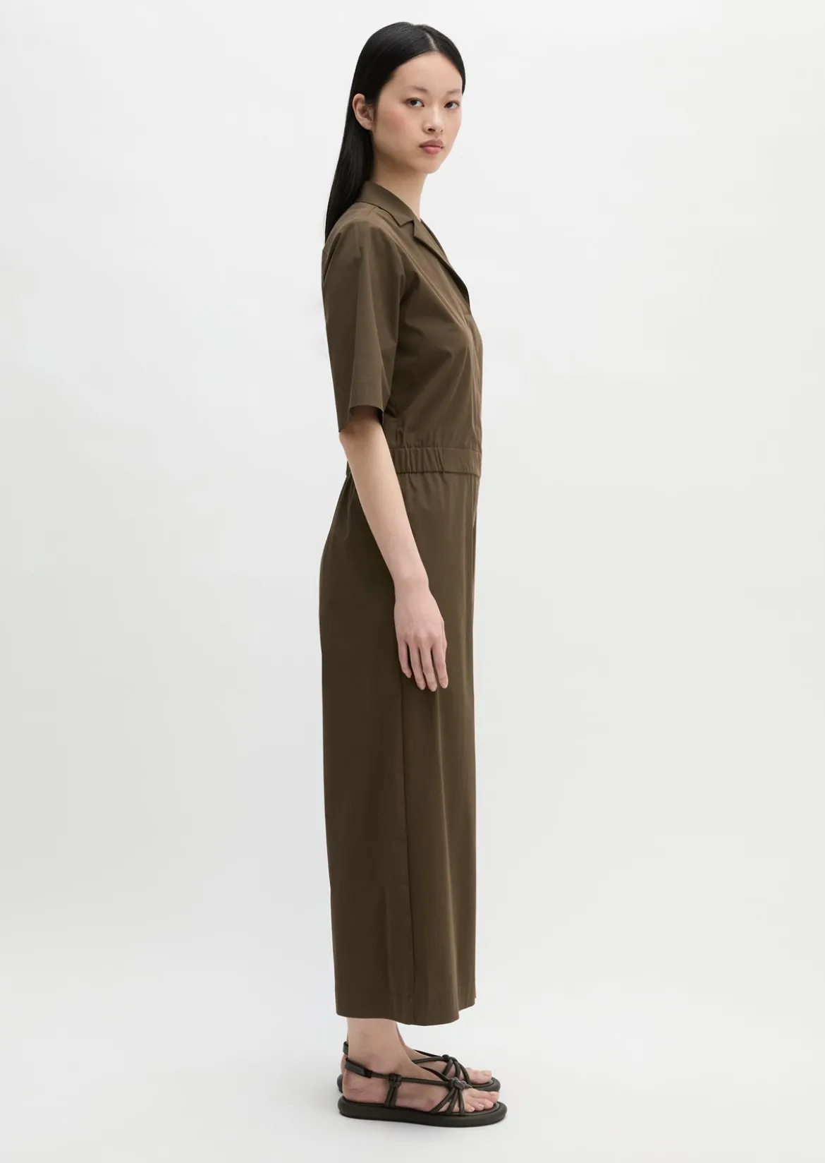 Kurzarm-Overall regular aus Popeline-Stretch