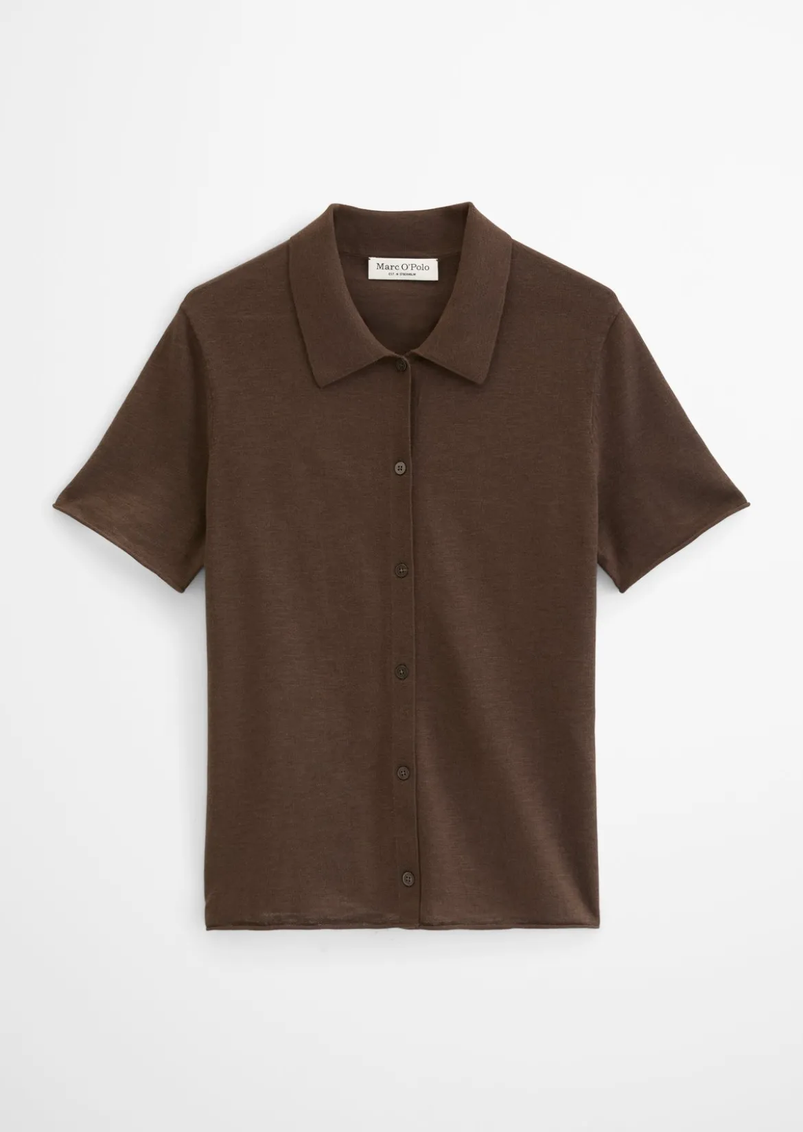 Kurzarm-Polo-Cardigan regular aus Organic Cotton-Leinen-Mix