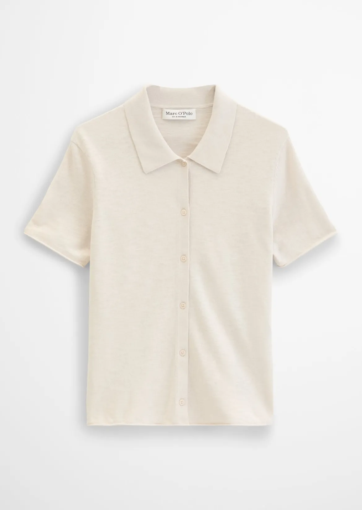 Kurzarm-Polo-Cardigan regular aus Organic Cotton-Leinen-Mix
