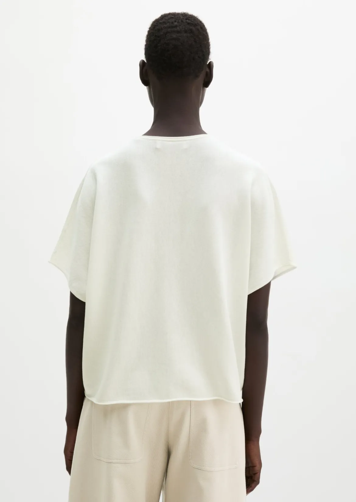 Kurzarm-Pullover loose aus reinem Baumwollgarn