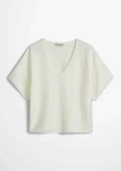 Kurzarm-Pullover loose aus reinem Baumwollgarn