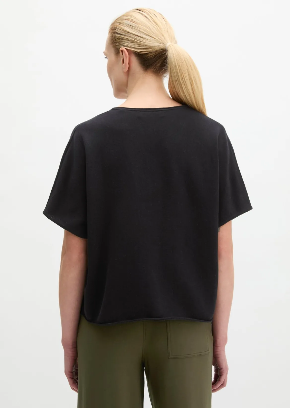 Kurzarm-Pullover loose aus reinem Baumwollgarn