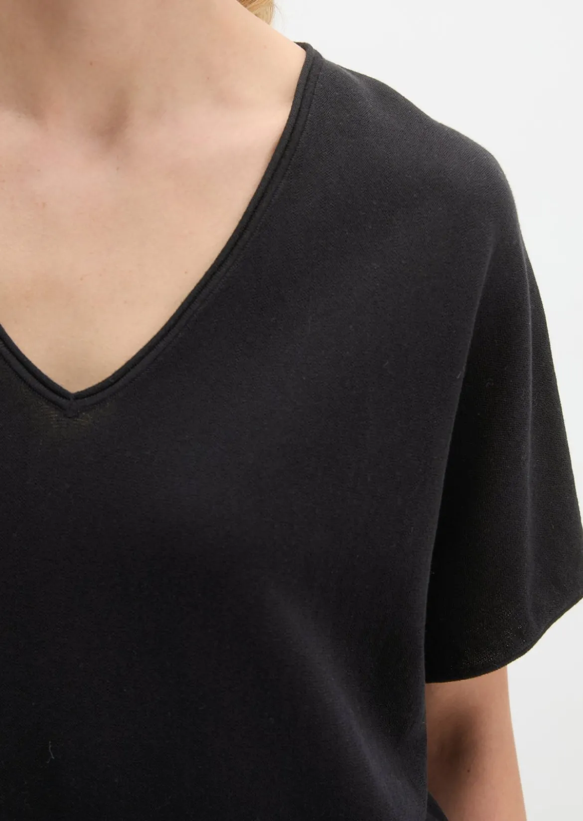 Kurzarm-Pullover loose aus reinem Baumwollgarn