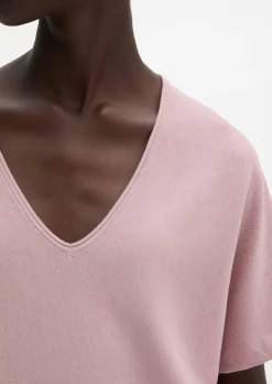 Kurzarm-Pullover loose aus reinem Baumwollgarn