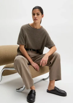 Kurzarm-Pullover oversize aus Bouclé-Garn