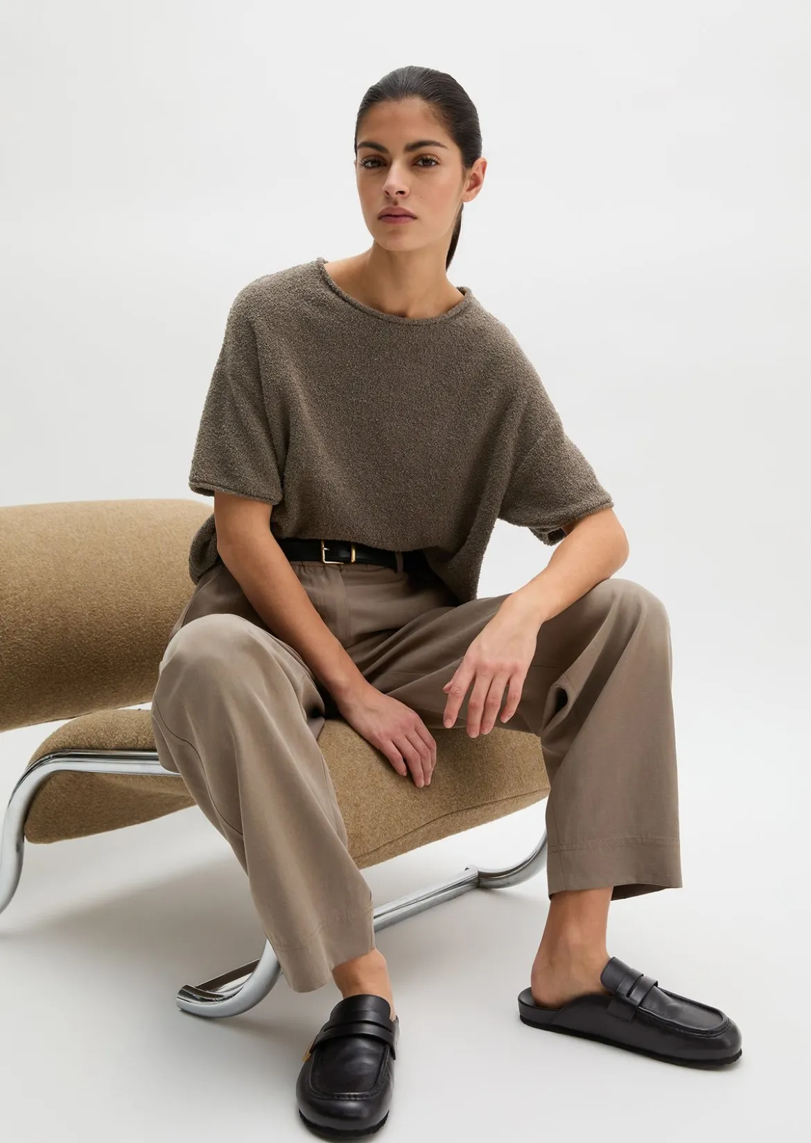 Kurzarm-Pullover oversize aus Bouclé-Garn