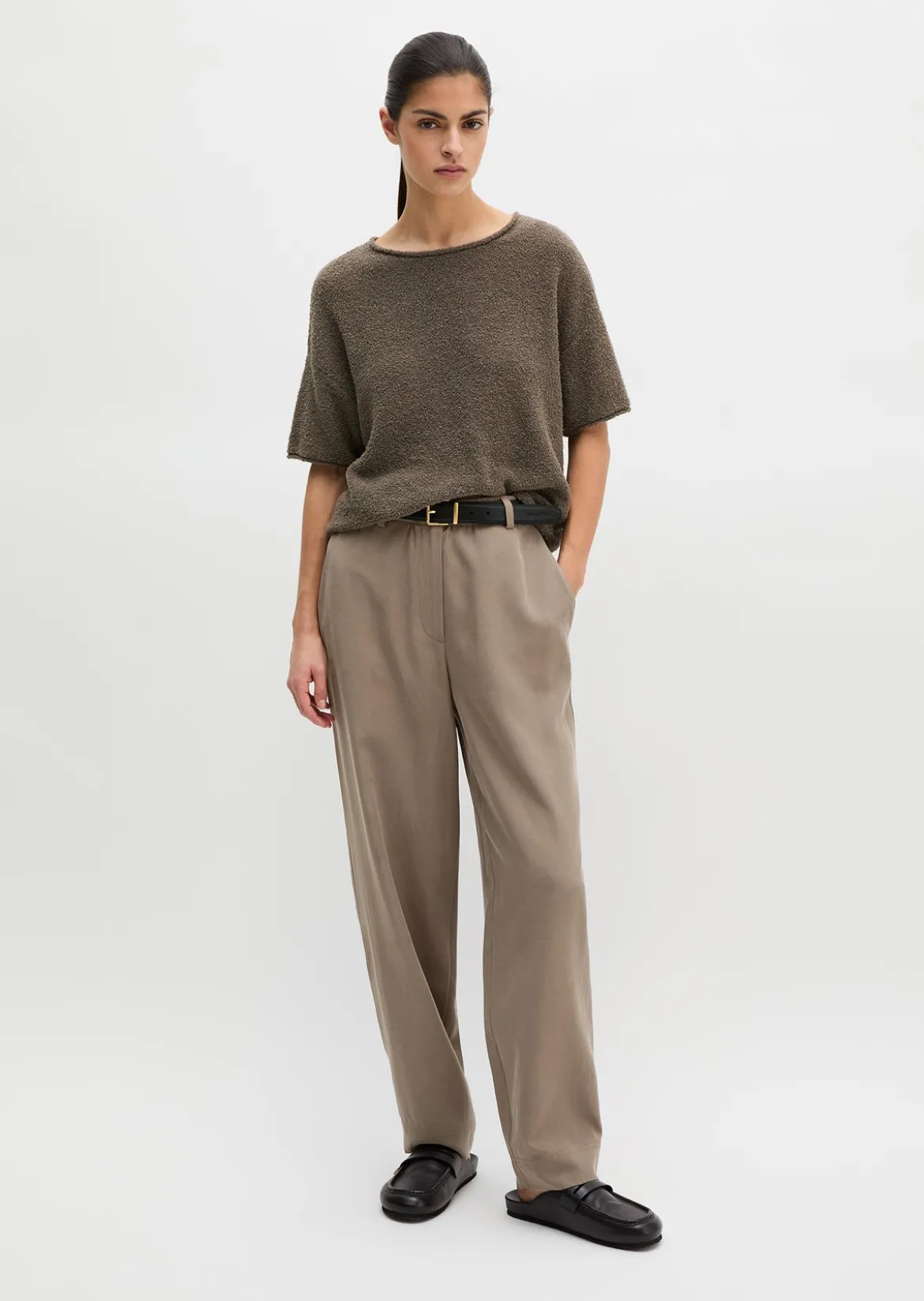 Kurzarm-Pullover oversize aus Bouclé-Garn