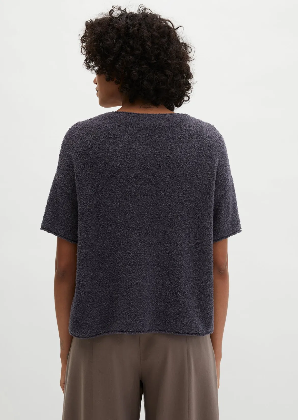 Kurzarm-Pullover oversize aus Bouclé-Garn