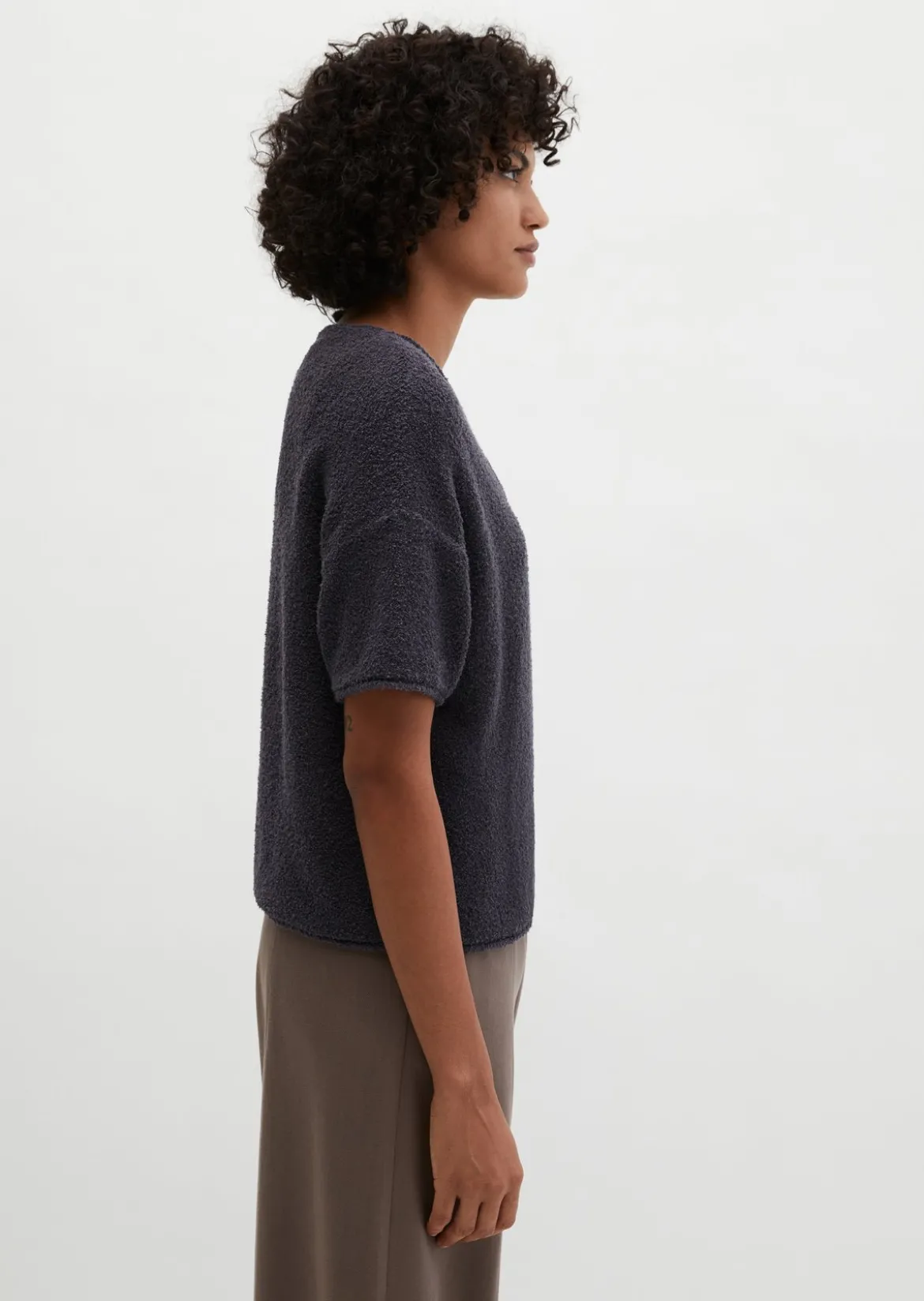 Kurzarm-Pullover oversize aus Bouclé-Garn