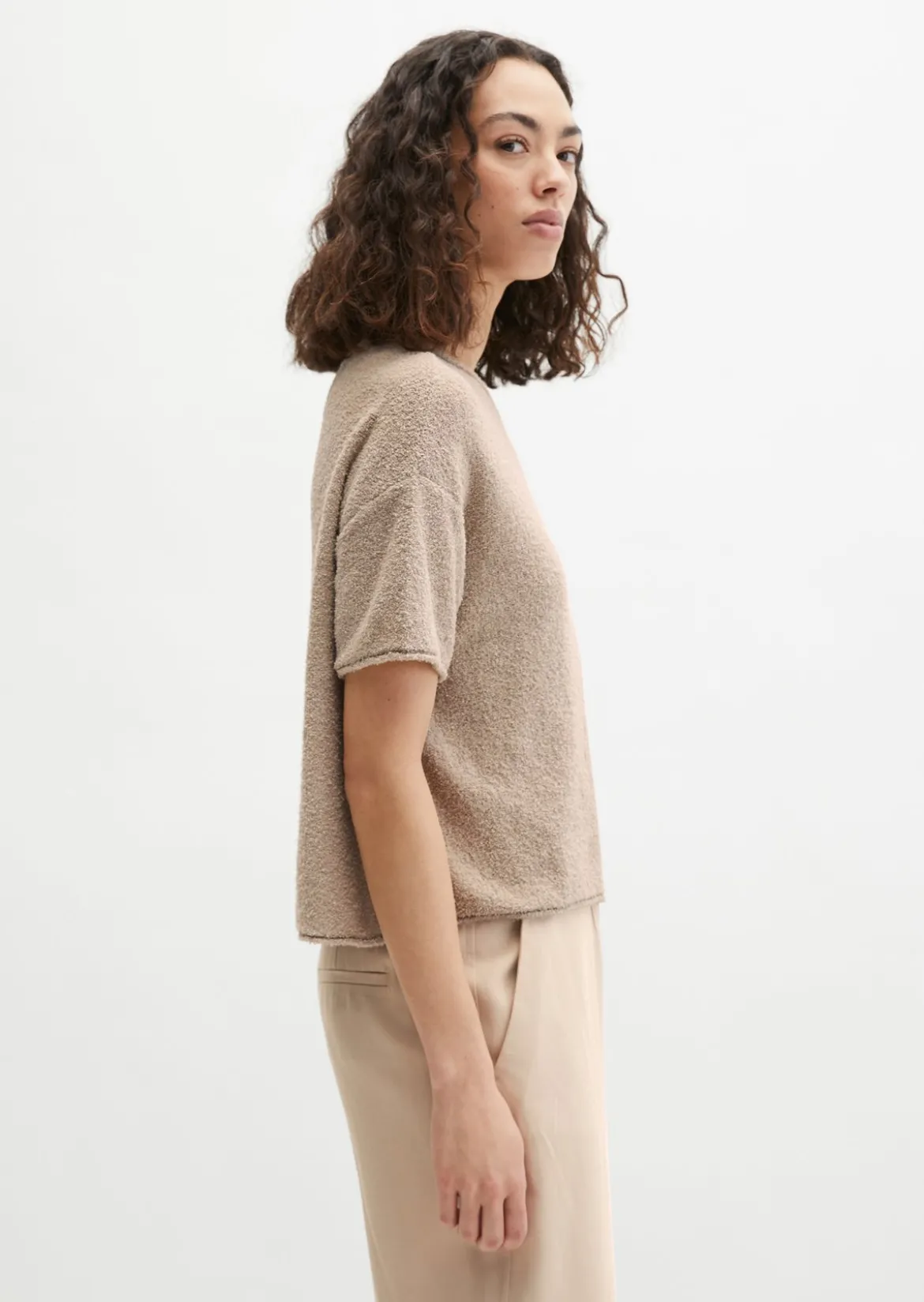 Kurzarm-Pullover oversize aus Bouclé-Garn