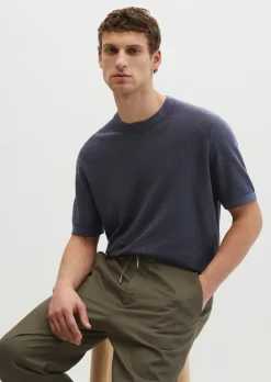 Kurzarm-Pullover regular aus Bio-Baumwolle und Leinen