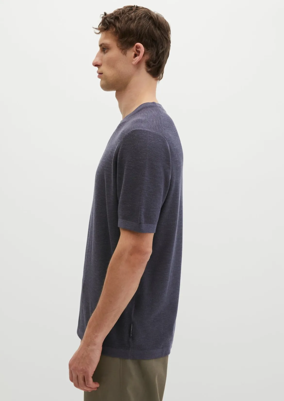 Kurzarm-Pullover regular aus Bio-Baumwolle und Leinen