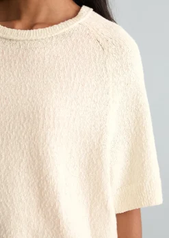 Kurzarm-Pullover regular aus Cotton Slub Garn