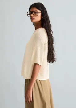 Kurzarm-Pullover regular aus Cotton Slub Garn