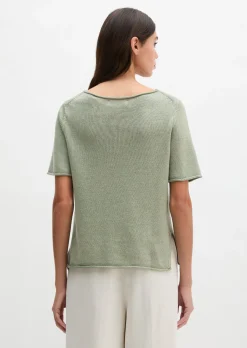 Kurzarm-Pullover regular aus Organic-Cotton-Leinen-Mix