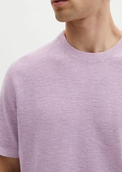 Kurzarm-Pullover regular aus Bio-Baumwolle und Leinen