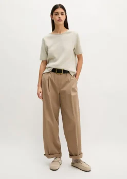 Kurzarm-Pullover regular aus Organic-Cotton-Leinen-Mix