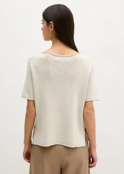Kurzarm-Pullover regular aus Organic-Cotton-Leinen-Mix