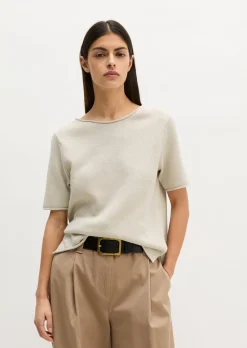 Kurzarm-Pullover regular aus Organic-Cotton-Leinen-Mix