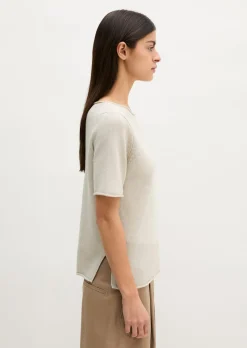 Kurzarm-Pullover regular aus Organic-Cotton-Leinen-Mix
