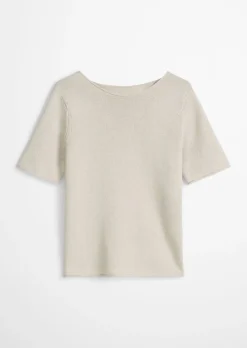 Kurzarm-Pullover regular aus Organic-Cotton-Leinen-Mix