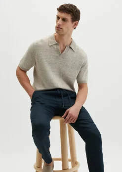 Kurzarm-Pullover regular aus Bio-Baumwolle und Leinen