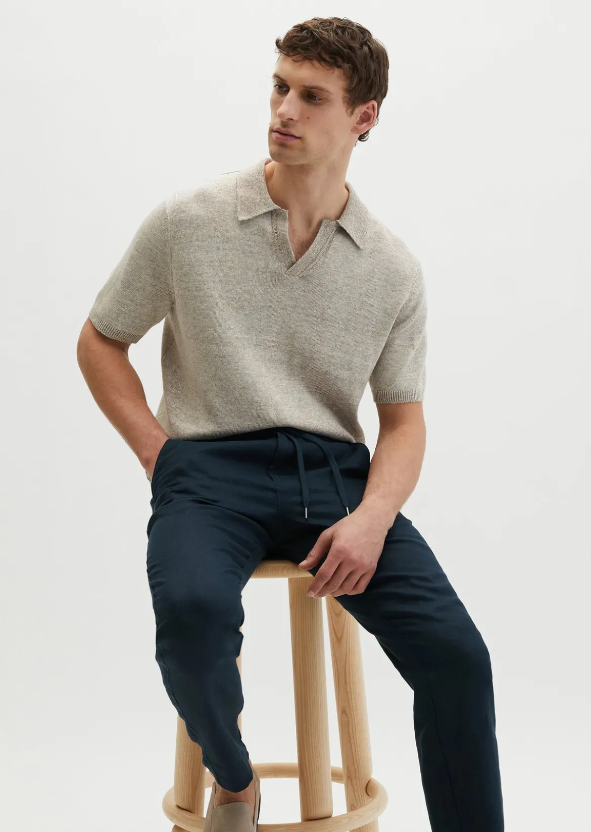 Kurzarm-Pullover regular aus Bio-Baumwolle und Leinen