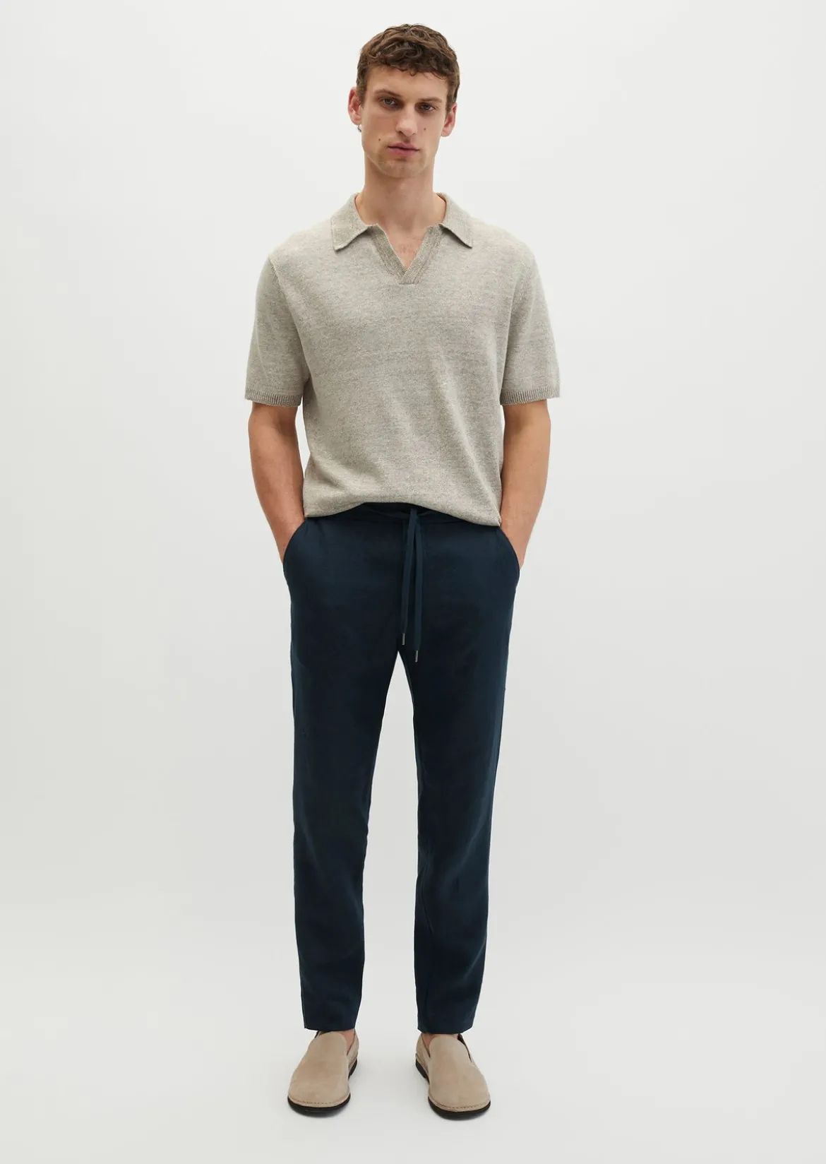 Kurzarm-Pullover regular aus Bio-Baumwolle und Leinen