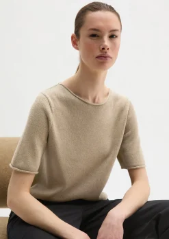 Kurzarm-Pullover regular aus Organic Cotton-Leinen-Mix