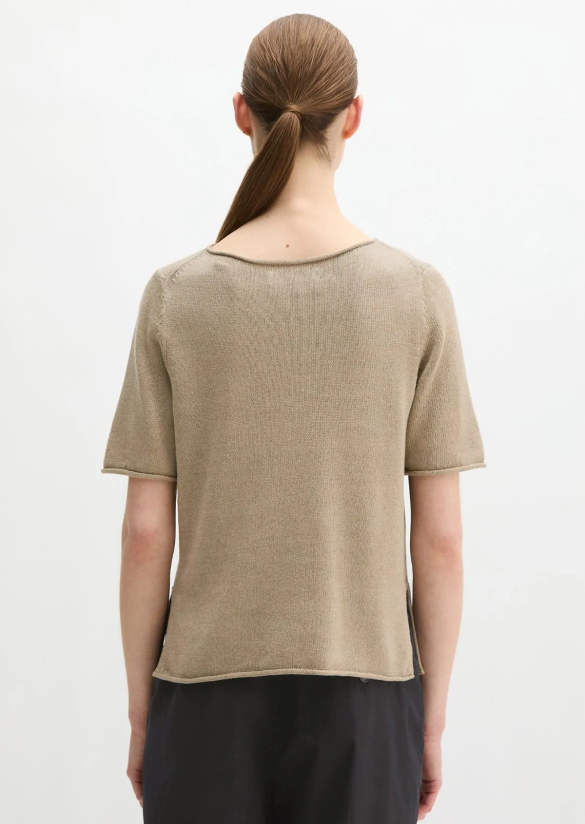 Kurzarm-Pullover regular aus Organic Cotton-Leinen-Mix