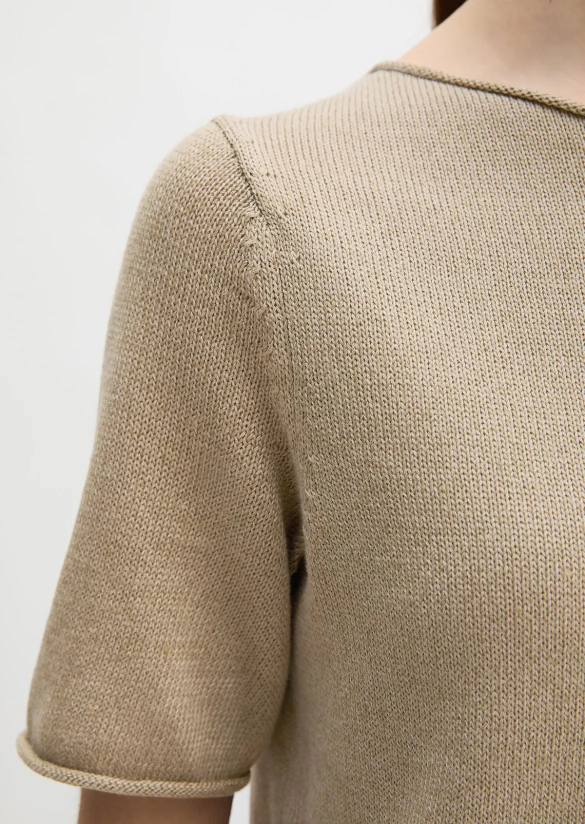 Kurzarm-Pullover regular aus Organic Cotton-Leinen-Mix