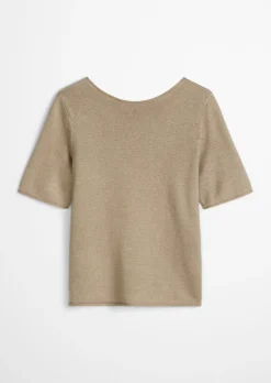 Kurzarm-Pullover regular aus Organic Cotton-Leinen-Mix