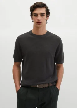 Kurzarm-Pullover regular aus Bio-Baumwolle und Leinen