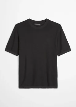 Kurzarm-Pullover regular aus Bio-Baumwolle und Leinen