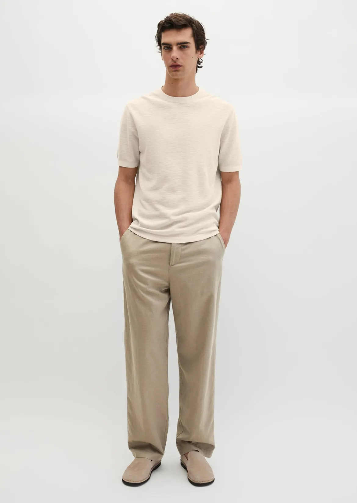 Kurzarm-Pullover regular aus Bio-Baumwolle und Leinen