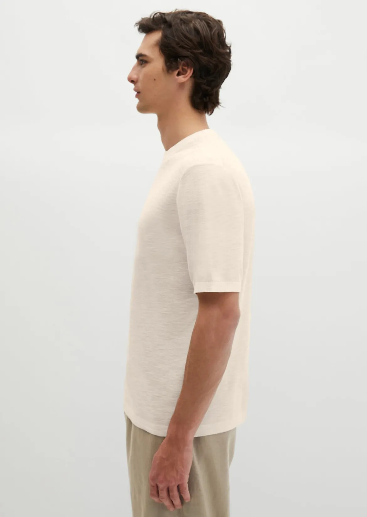 Kurzarm-Pullover regular aus Bio-Baumwolle und Leinen