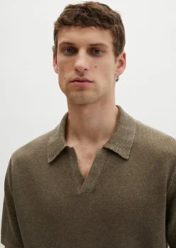 Kurzarm-Pullover regular aus Bio-Baumwolle und Leinen