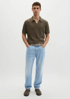 Kurzarm-Pullover regular aus Bio-Baumwolle und Leinen