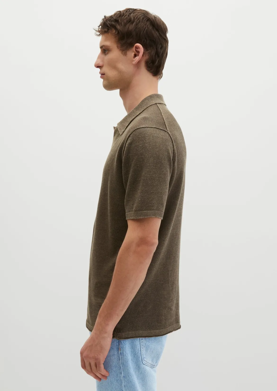 Kurzarm-Pullover regular aus Bio-Baumwolle und Leinen