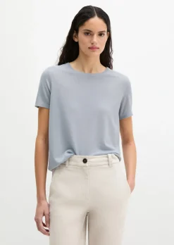 Kurzarm-Pullover regular aus weichem Merinowolle-Viskose-Mix
